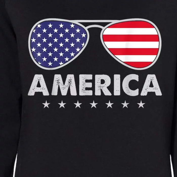 America Independence Day Funny Glasses Flag Womens California Wash Sweatshirt