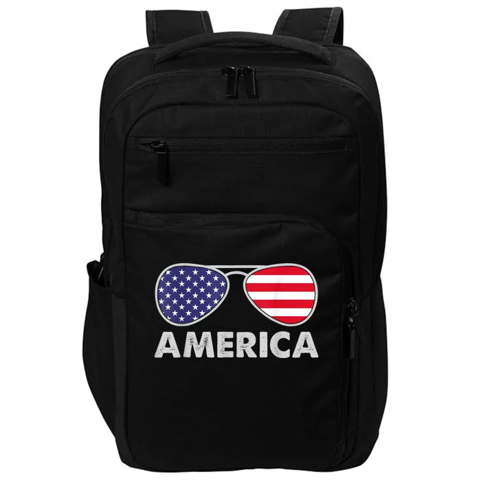 America Independence Day Funny Glasses Flag Impact Tech Backpack