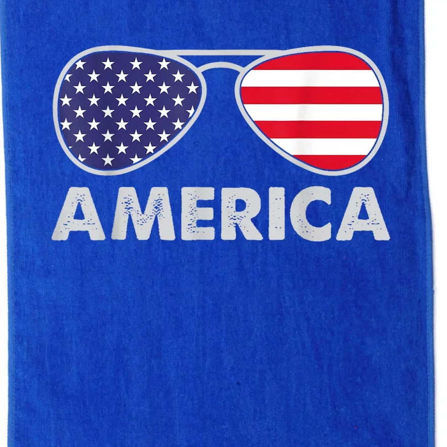 America Independence Day Funny Glasses Flag Platinum Collection Golf Towel