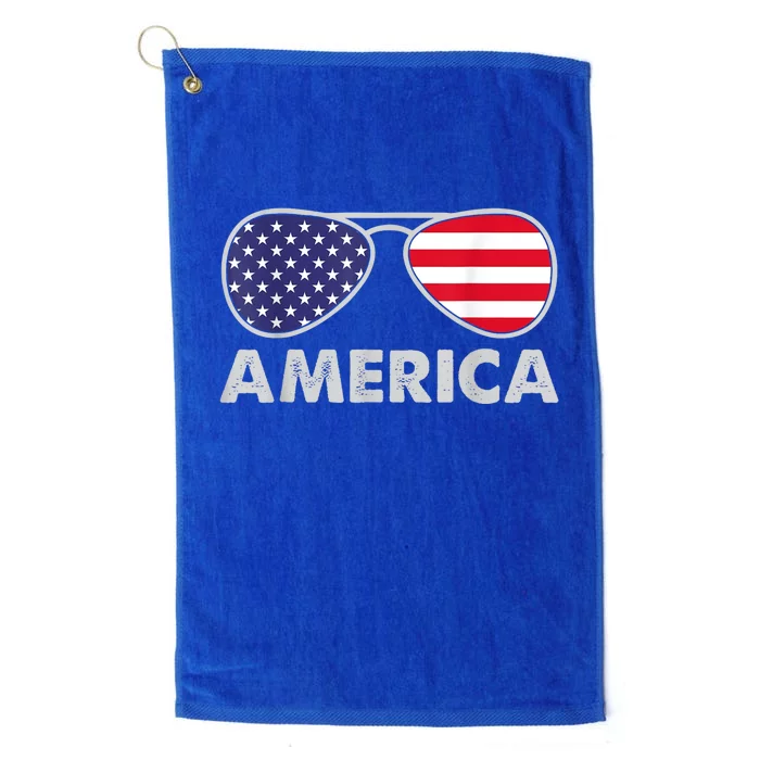 America Independence Day Funny Glasses Flag Platinum Collection Golf Towel