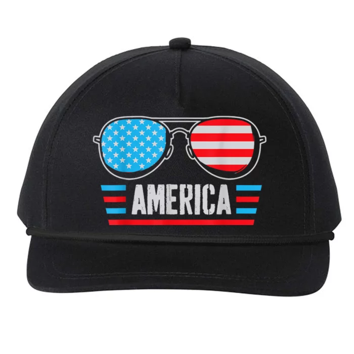 America Independence Day Funny Glasses Flag Snapback Five-Panel Rope Hat