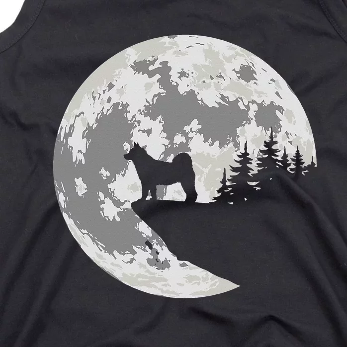 Akita Inu Dog Lover Moon Funny Halloween Tank Top