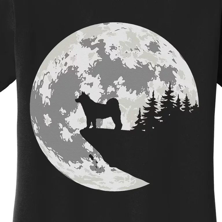 Akita Inu Dog Lover Moon Funny Halloween Women's T-Shirt