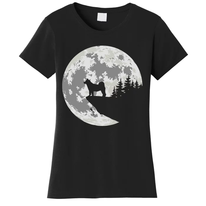 Akita Inu Dog Lover Moon Funny Halloween Women's T-Shirt