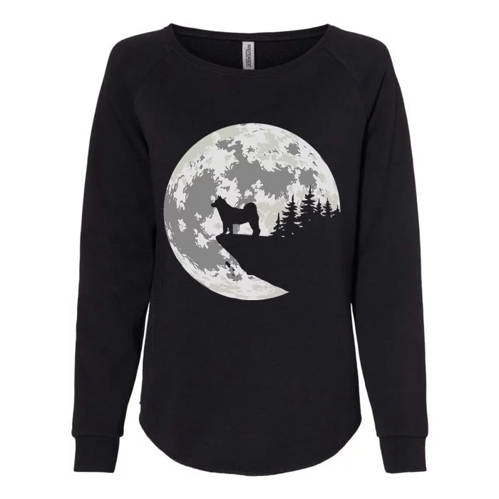 Akita Inu Dog Lover Moon Funny Halloween Womens California Wash Sweatshirt