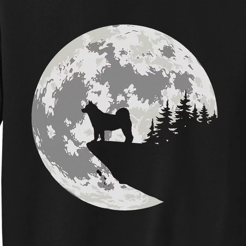 Akita Inu Dog Lover Moon Funny Halloween Tall Sweatshirt