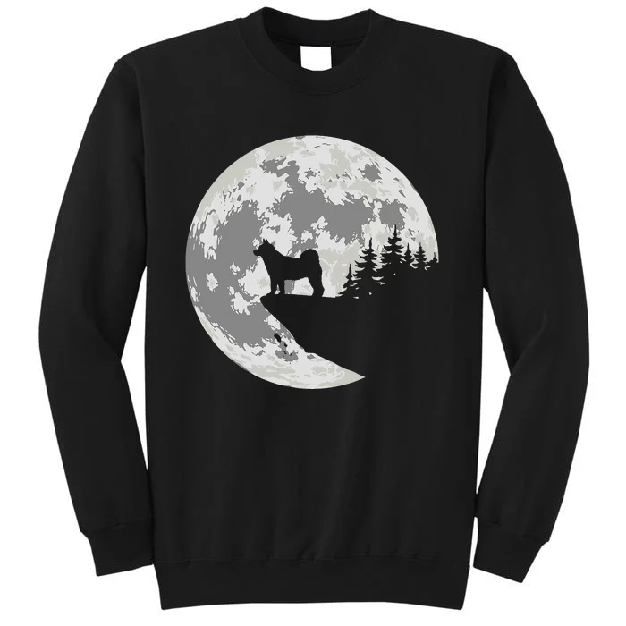 Akita Inu Dog Lover Moon Funny Halloween Tall Sweatshirt