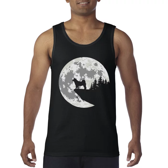 Akita Inu Dog Lover Moon Funny Halloween Tank Top