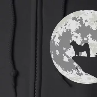 Akita Inu Dog Lover Moon Funny Halloween Full Zip Hoodie