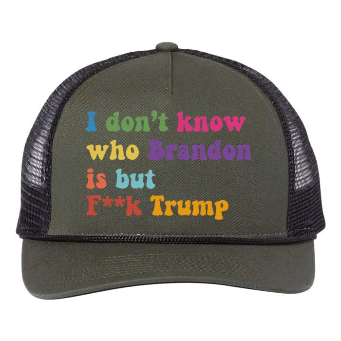 Antitrump I DonT Know Brandon Satirical Design Retro Rope Trucker Hat Cap