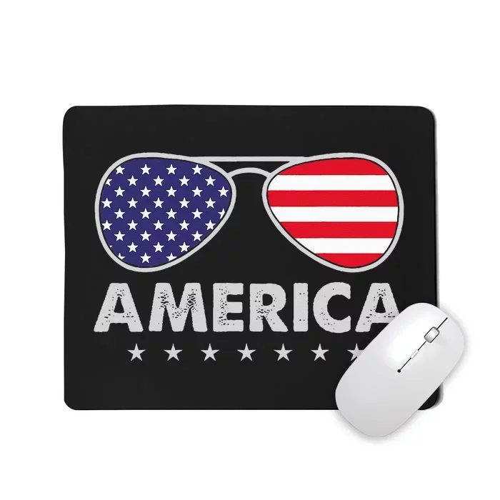 America Independence Day Funny Glasses Flag Mousepad