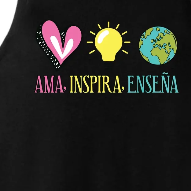 Ama Inspira Ensena Maestra Espanol Ladies Tri-Blend Wicking Tank