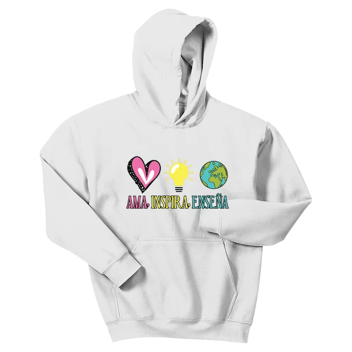 Ama Inspira Ensena Maestra Espanol Kids Hoodie