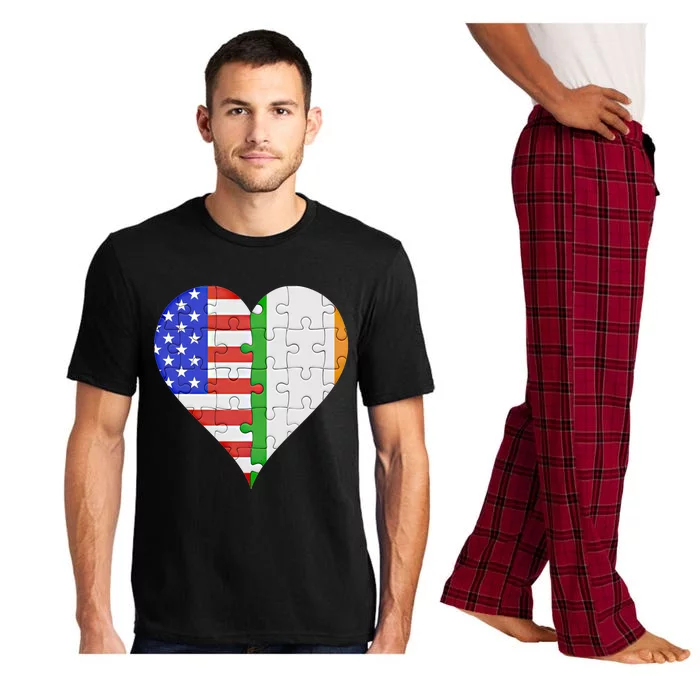 American Irish Flag Heart Meaningful Gift Pajama Set