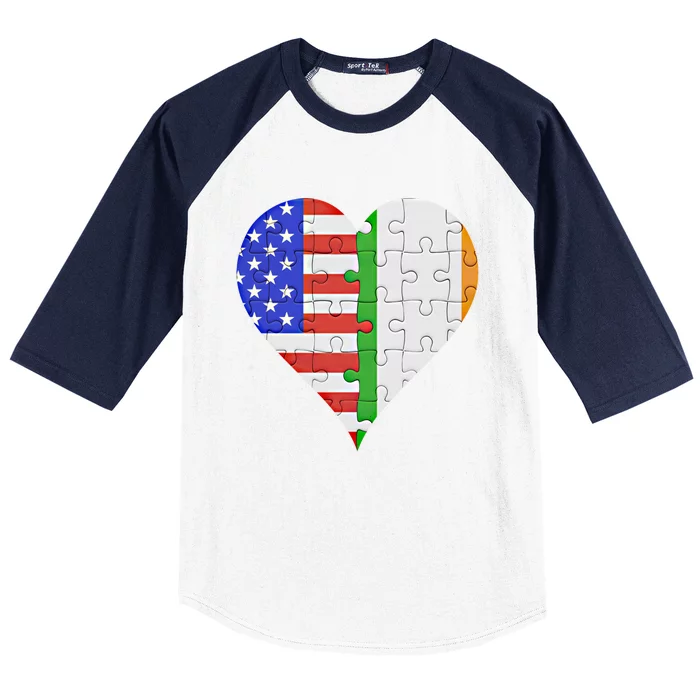 American Irish Flag Heart Meaningful Gift Baseball Sleeve Shirt