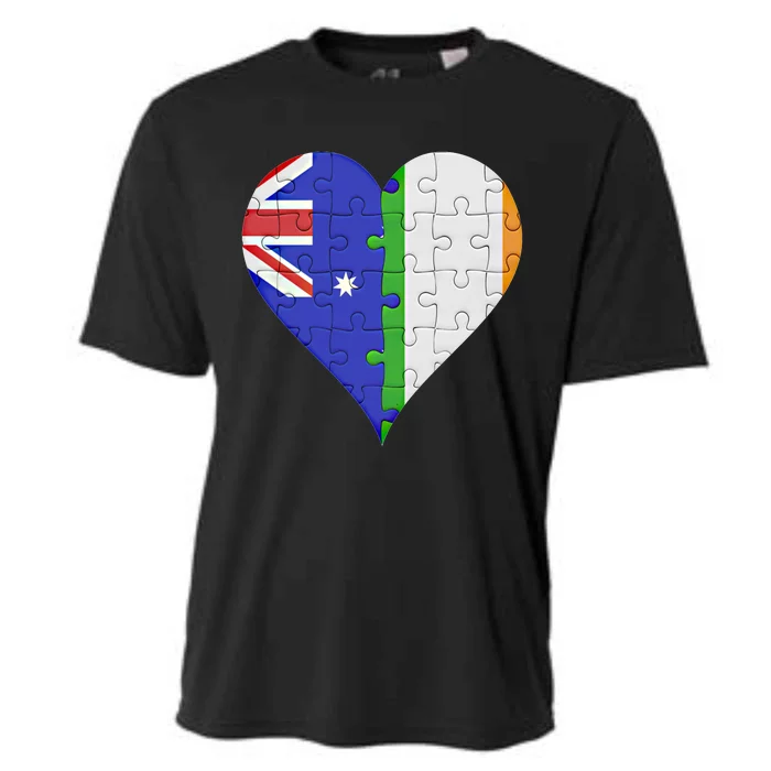 Australian Irish Flag Heart Gift Cooling Performance Crew T-Shirt