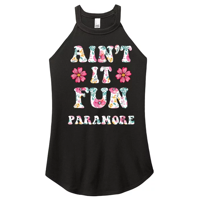 Aint It Fun Floral Music Concert Vintage Women’s Perfect Tri Rocker Tank