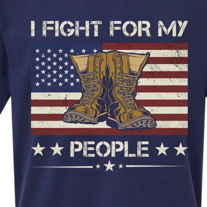 America I Fight For My People Army Veteran Gift Sueded Cloud Jersey T-Shirt