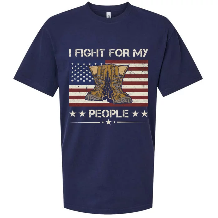 America I Fight For My People Army Veteran Gift Sueded Cloud Jersey T-Shirt