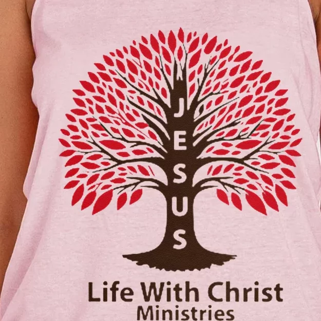 All In Glitch Design Jesus Life With Christ Ministries Women's Knotted Racerback Tank