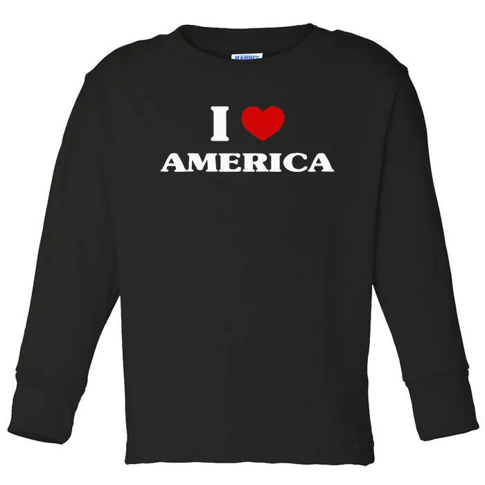 America I Heart America Souvenir I Love America Toddler Long Sleeve Shirt