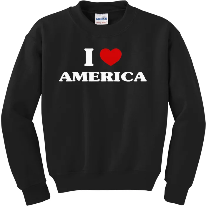 America I Heart America Souvenir I Love America Kids Sweatshirt