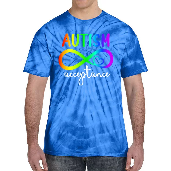 Acceptance Infinity Heart Autism Awareness Month Rainbow Gift Tie-Dye T-Shirt