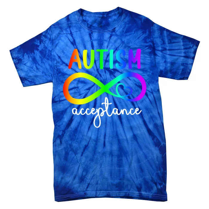 Acceptance Infinity Heart Autism Awareness Month Rainbow Gift Tie-Dye T-Shirt