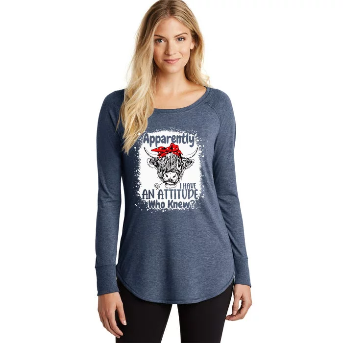 Apparently I Have An Attitude Who Knew Bleached Highland Cow Women's Perfect Tri Tunic Long Sleeve Shirt