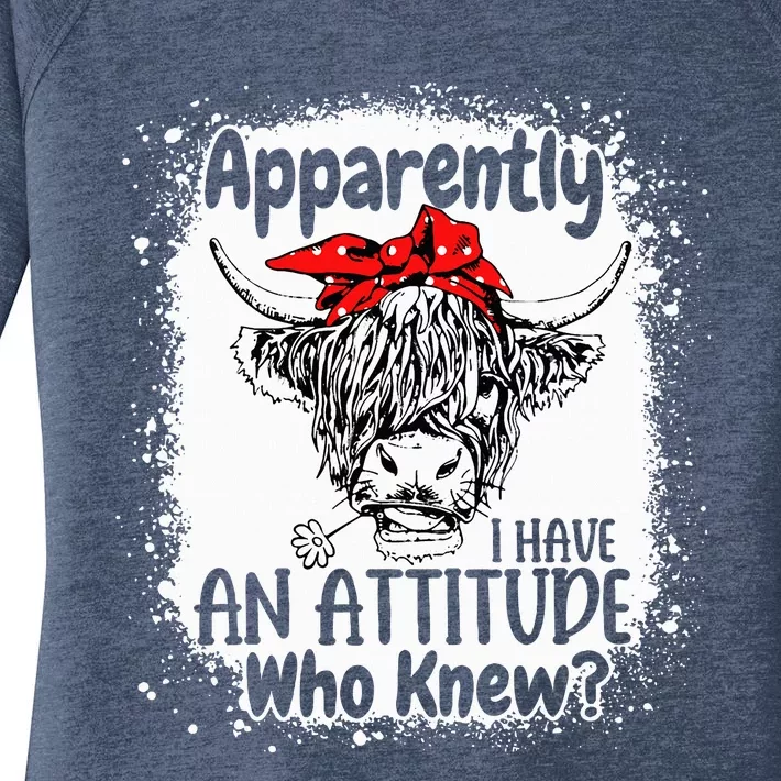 Apparently I Have An Attitude Who Knew Bleached Highland Cow Women's Perfect Tri Tunic Long Sleeve Shirt