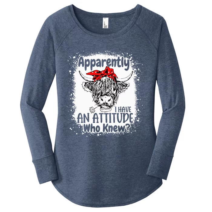 Apparently I Have An Attitude Who Knew Bleached Highland Cow Women's Perfect Tri Tunic Long Sleeve Shirt