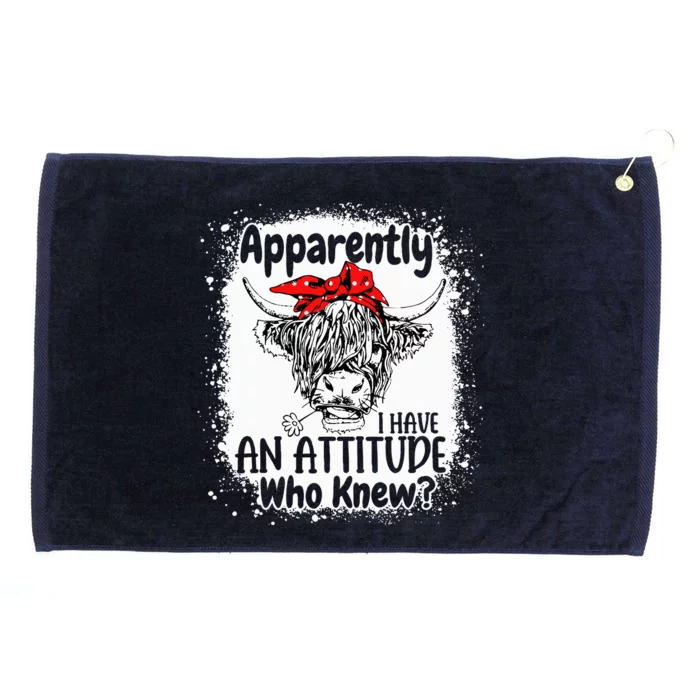 Apparently I Have An Attitude Who Knew Bleached Highland Cow Grommeted Golf Towel