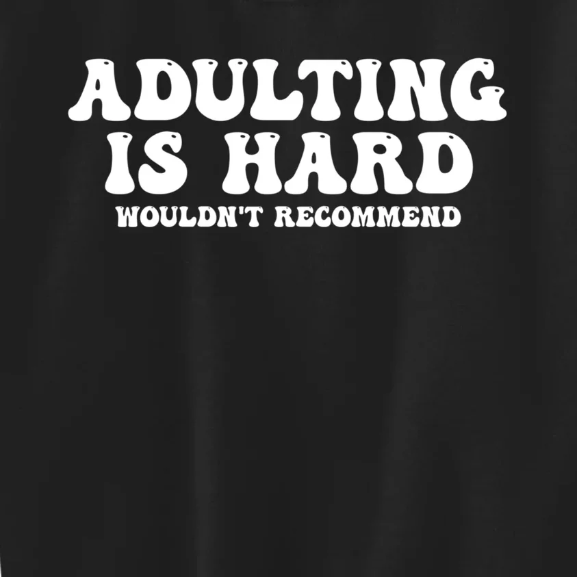 Adulting Is Hard Wouldnt Recommend Funny Sarcastic Sayings Kids Sweatshirt