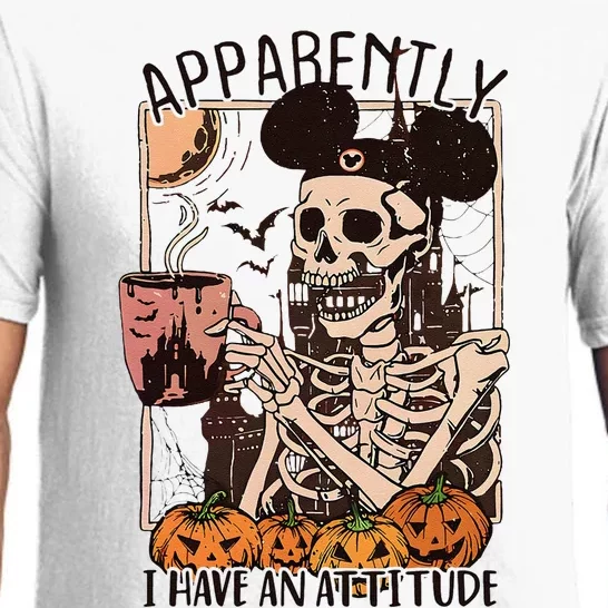 Apparently I Have An Attitude Halloween Skeleton Funny Quote Pajama Set