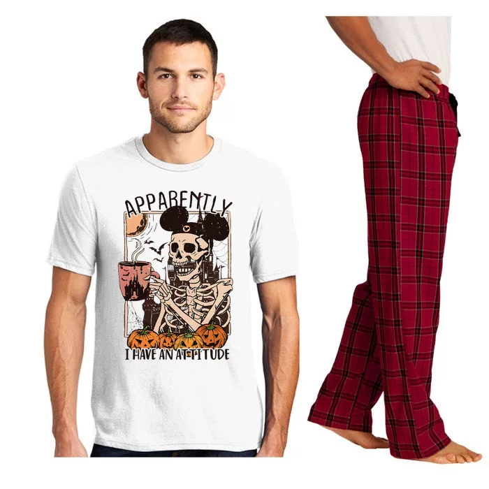 Apparently I Have An Attitude Halloween Skeleton Funny Quote Pajama Set