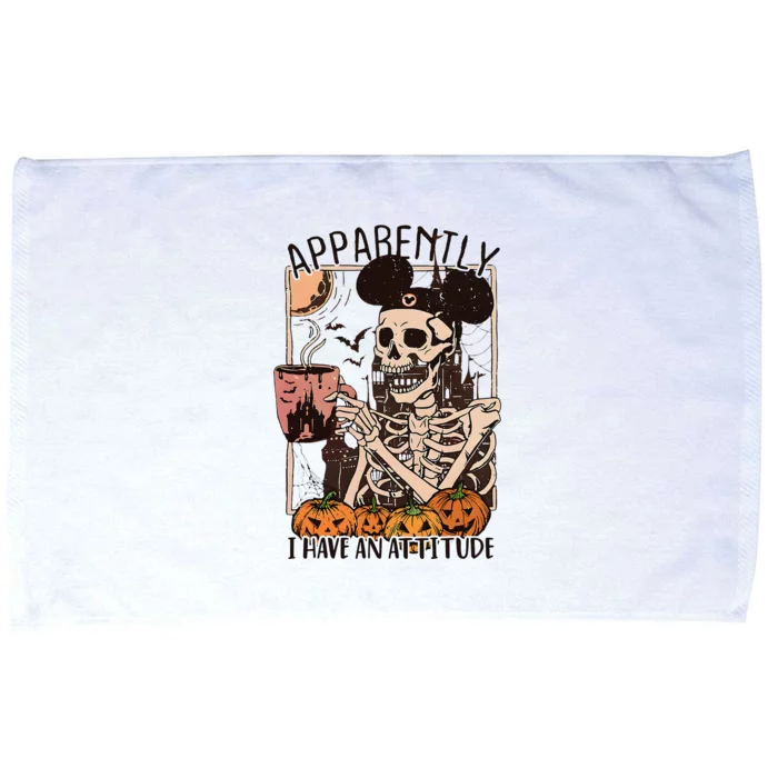 Apparently I Have An Attitude Halloween Skeleton Funny Quote Microfiber Hand Towel