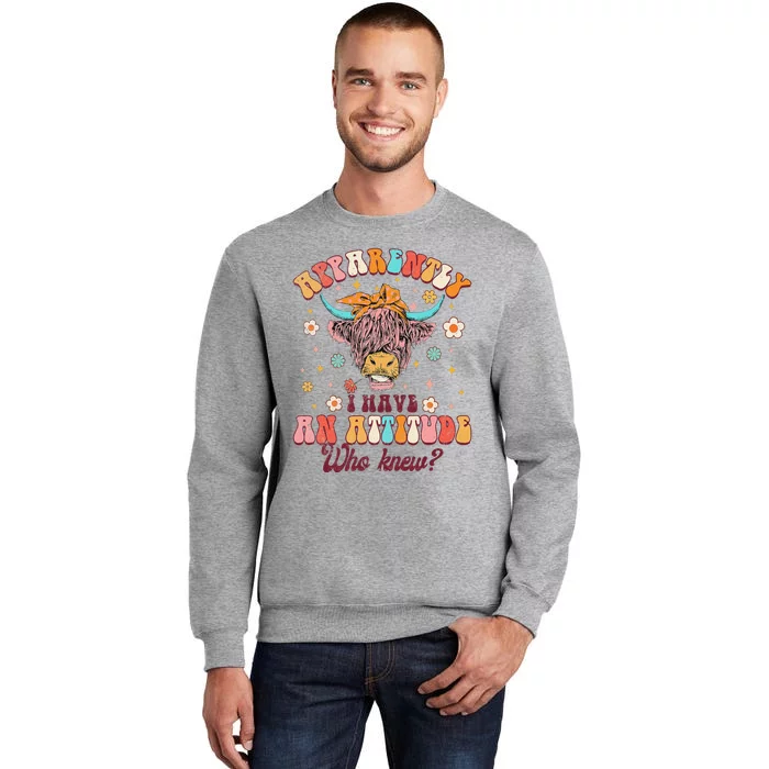 Apparently I Have An Attitude Funny Cow Lover Sarcasm Groovy Sweatshirt