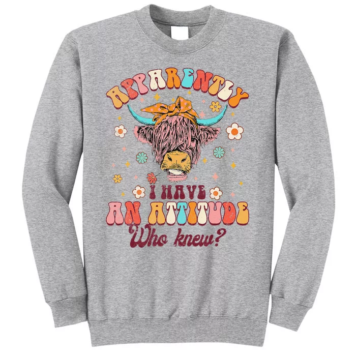 Apparently I Have An Attitude Funny Cow Lover Sarcasm Groovy Sweatshirt