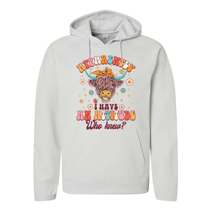 Apparently I Have An Attitude Funny Cow Lover Sarcasm Groovy Performance Fleece Hoodie