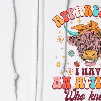 Apparently I Have An Attitude Funny Cow Lover Sarcasm Groovy Full Zip Hoodie