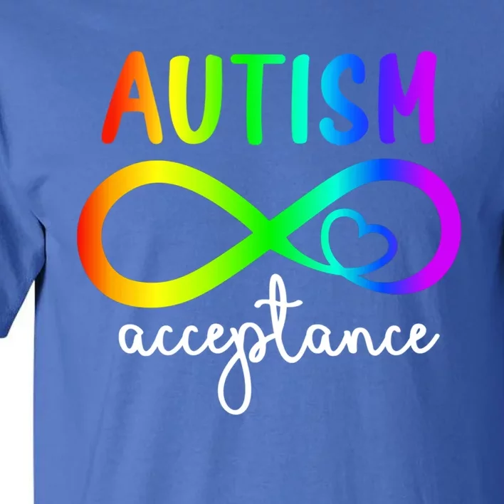 Acceptance Infinity Heart Autism Awareness Month Rainbow Cute Gift Tall T-Shirt