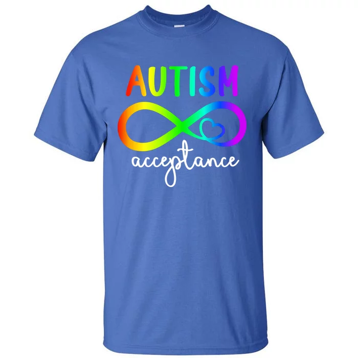 Acceptance Infinity Heart Autism Awareness Month Rainbow Cute Gift Tall T-Shirt