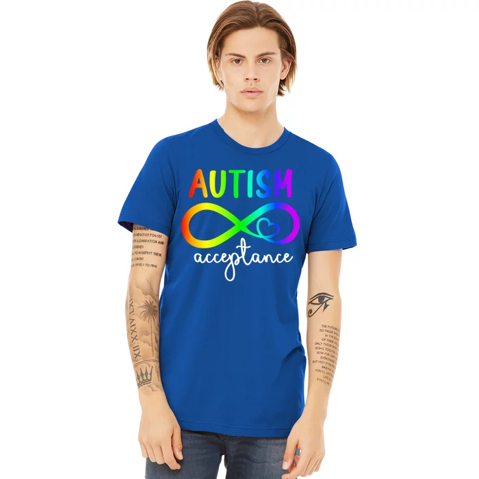 Acceptance Infinity Heart Autism Awareness Month Rainbow Cute Gift Premium T-Shirt