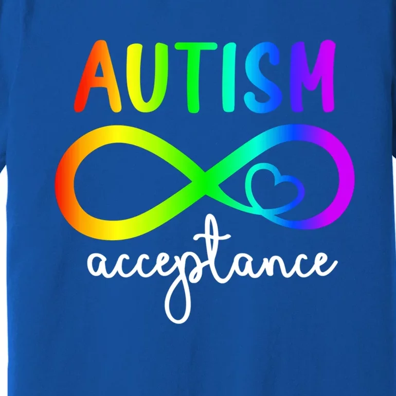 Acceptance Infinity Heart Autism Awareness Month Rainbow Cute Gift Premium T-Shirt