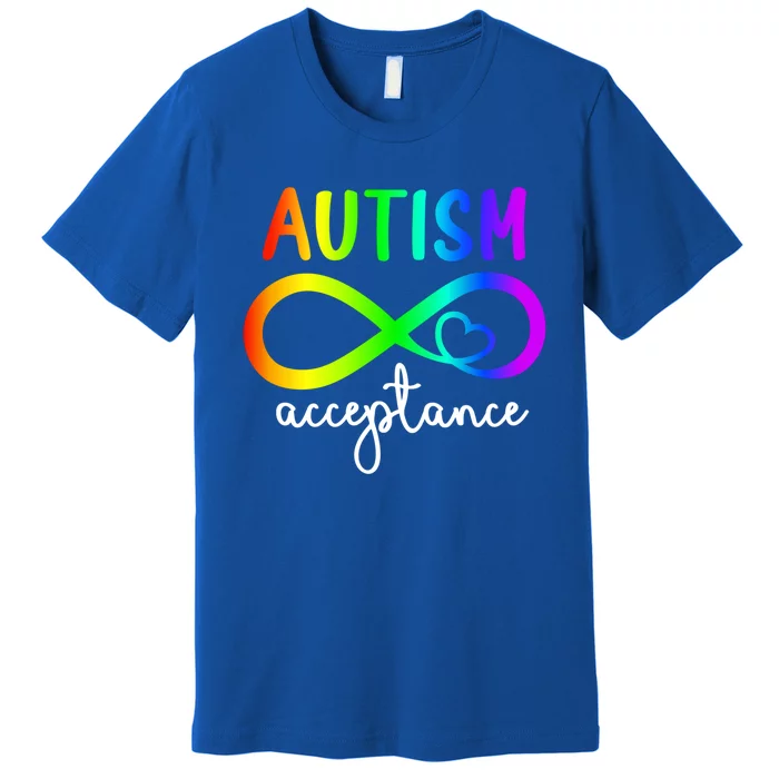 Acceptance Infinity Heart Autism Awareness Month Rainbow Cute Gift Premium T-Shirt