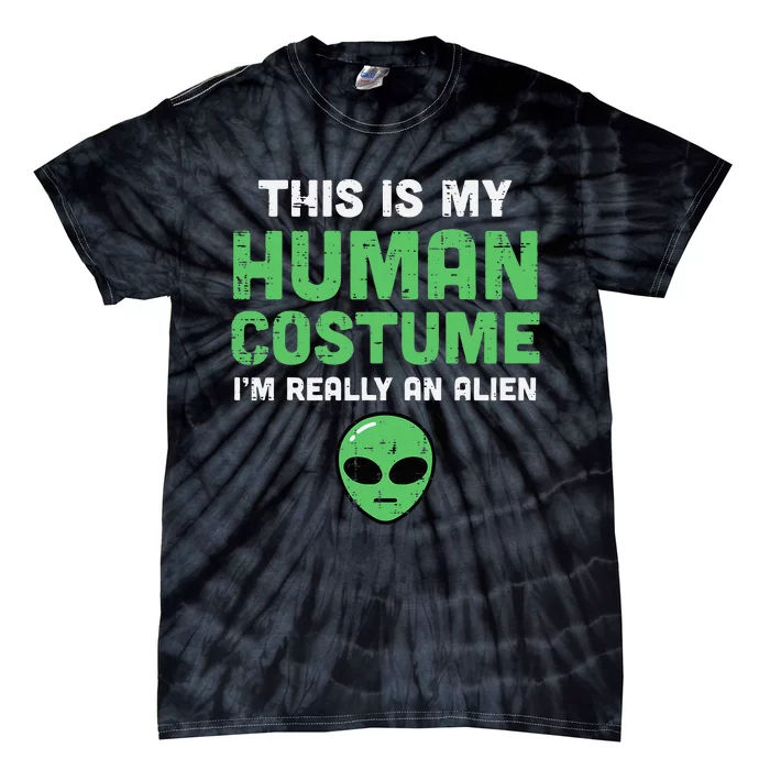 Alien Invasion Hilarious Halloween Disguise Tie-Dye T-Shirt