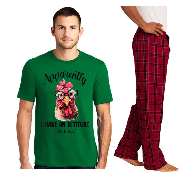 Apparently I Have An Attitude Who Knew Funny Chicken Pajama Set