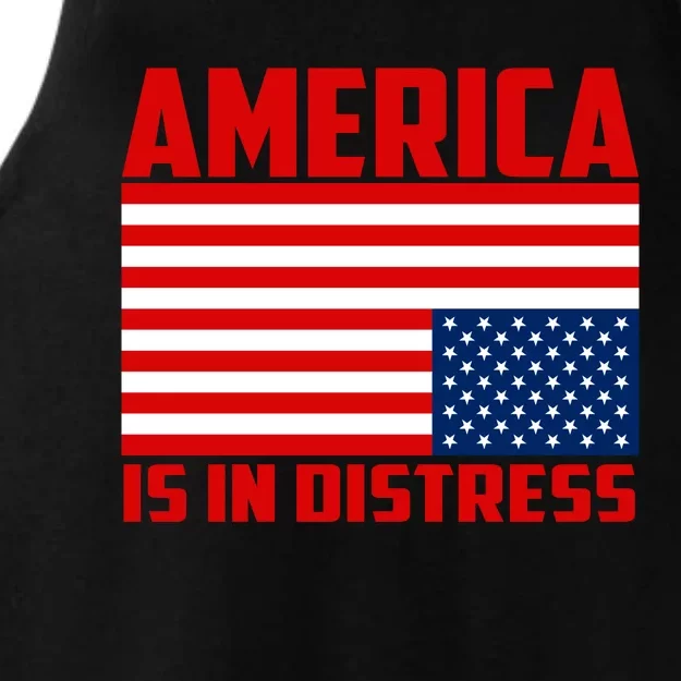 America Is In Distress Upside Down Flag Ladies Tri-Blend Wicking Tank