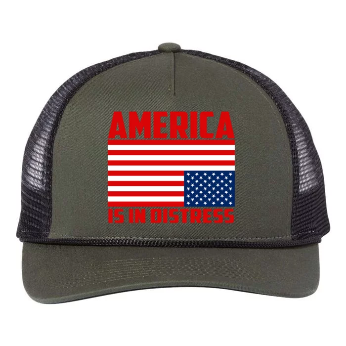 America Is In Distress Upside Down Flag Retro Rope Trucker Hat Cap