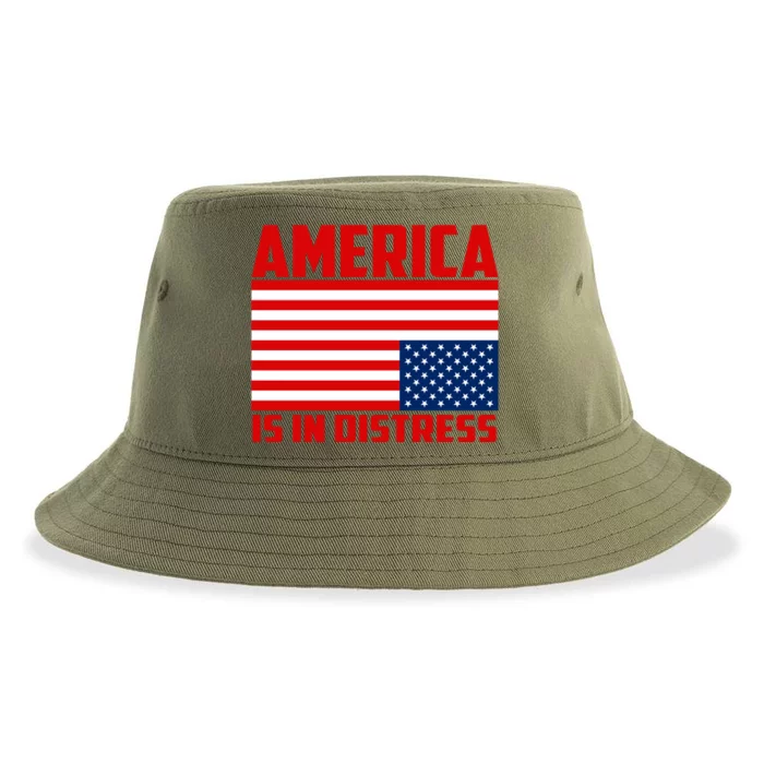 America Is In Distress Upside Down Flag Sustainable Bucket Hat